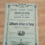 Óra és ékszer árjegyzék - Löfkovits A. Debrecen 1909 fotó