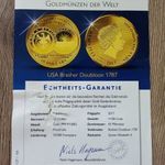 USA Brasher Dubloon 1787 emlékére Salamon-szk. 10 dollár, 2017. 24 karát, 1/100 uncia NMÁ fotó