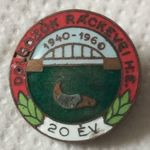 1940-1960. "Dolgozók Ráckevei Horgász Egyesülete 20 éves" aranyozott zománcozott fém jelvény kitűző fotó