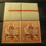 Marokkó 1917 postatiszta** egyedi kiadás párban, üresmezőkkel MI D20 kat.ár 10, 80 euro+++ fotó