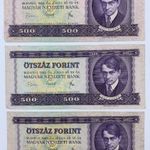 3db régi papírpénz 500 Forint 1969 magyar pénz 1 Ft NMÁ fotó