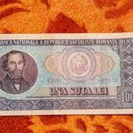 1966 -os ropogós ROMANIA - 100 Lei vízjeles bankó !!!!! (L2517) fotó