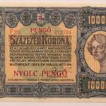 100000 korona 1923 8 pengő felülbélyegzéssel aUNC fotó