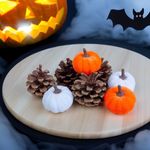 Halloween-i dekoráció - tök és toboz - 6 cm - habszivacs - 8 db / csomag fotó