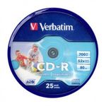 Verbatim CD-R írható CD lemez 700MB matt nyomtatható 25db hengeres (43439) fotó