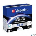 BD-R BluRay lemez, archiváló, nyomtatható, M-DISC, 25GB, 4x, 1 db, normál tok, VERBATIM fotó