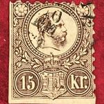 1871. Réz 15 kr 2 oldalán ollóval vágva. (1.850.- még 2020-as ár) fotó