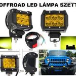 4" 12V 18W nappali fény ködlámpa LED SÁRGA motorkerékpár motor autó 4x4 OFFROAD szett + kapcsoló fotó