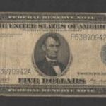 5 dollár 1914. Lincoln, Silver certificate!! Kék pecsét! Szép bankjegy!! fotó