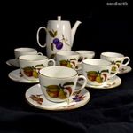 ROYAL WORCESTER GYÜMÖLCS MINTÁS PORCELÁN TEÁS KÉSZLET 6 SZEMÉLYRE X fotó