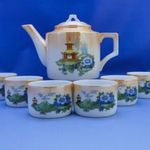 0C626 Régi pagodás Zsolnay porcelán teáskészlet fotó