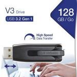 Pendrive, 128GB, USB 3.2, 80/25 MB/s, VERBATIM "V3", fekete-szürke fotó