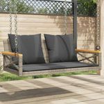 szürke polyrattan hintapad párnákkal 109 x 62 x 40 cm fotó