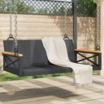 fekete polyrattan hintapad 109 x 62 x 40 cm fotó