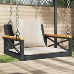 fekete polyrattan hintapad párnákkal 63 x 62 x 40 cm fotó