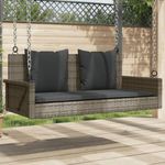 szürke polyrattan hintapad párnákkal 119x56x48 cm fotó