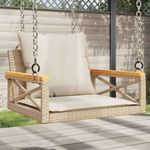 bézs polyrattan hintapad párnákkal 63 x 62 x 40 cm fotó