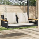 fekete polyrattan hintapad párnákkal 109 x 62 x 40 cm fotó