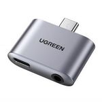 UGREEN CM231 UGREEN audió adapter és töltő (elosztó, Type-C+3.5mm jack aljzat - Type-C) SZÜRKE [M... fotó