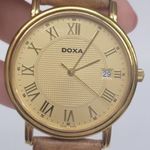 DOXA 221.30 aranyozott, arany számlapos karóra " Sapphire Crystal" bőrszíjjal RITKA, MŰKÖDIK!!! fotó