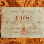 1848 -as 5 Forint Kossuth Szabadságharcos bankó "piros változat" veszprémi kiadás ! (L2611) fotó