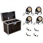 EUROLITE Set 4x LED 4C-7 Silent Slim Spot + USB QuickDMX + Case fotó