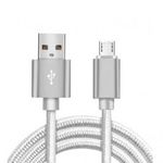 Adat- és Tápkábel, MicroUSB/USB csatlakozó, 1 méter, 2.1A gyorstöltés, textil bevonat, szürke fotó