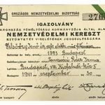 Régi Adományozói papír 1941. Nemzetvédelmi Kereszt kitüntetés viselésének jogosultságára 1Ft NMÁ fotó