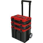 Einhell rendszertok E-Case Tower, szerszámos kocsi fekete/piros, 1x E-Case L, 2x E-Case S fotó