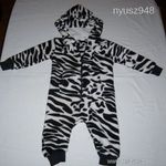 "nursery time " ZEBRA csíkos egybepizsi vastag plüss overáll kezeslábas 6hó h.62cm+kap. szinteúj fotó