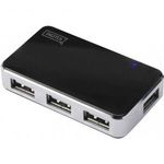 Digitus DA-70220 4 port USB 2.0 hub Fekete, Ezüst fotó