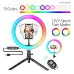 [RAKTÁR] 10 inch RGB LED ring körvaku körlámpa szelfi világítás lámpa (tiktok youtube live stream) fotó