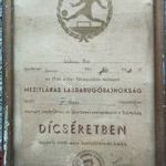 FOCI, GOMBFOCI MÚZEUMOK, GYŰJTŐK! 1946 MEZÍTLÁBAS LABDARÚGÓ BAJNOKSÁG BÉKÉSCSABA BRONZ OKLEVÉL! fotó