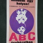 Kártyanaptár, Borsodi élelmiszer ABC áruházak, Miskolc, grafikai rajzos, 1972 , L, fotó