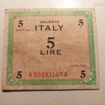 1943 OLASZ KATONAI 5 LIRA !!! fotó