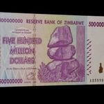 * Hiperinfláció !! UNC 500000000 Dollars Zimbabwe hajtatlan !! 2008*Gyűjteményből fotó