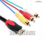 HDMI átalakító kábel - 1, 5m hosszú, HDMI-ről 3-RCA Video Audio AV-re alakít át - FEKETE (csak ana... fotó