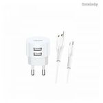 Usams T20 Dual 2, 1A Charger + USB Type-C Cable 1m White XTXLOGT18TC05 fotó