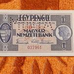 1 db 1938 -as hajtatlan 1 pengő bankó MINTA perforációvall Ritkább !!! (L2595) fotó