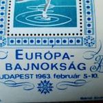 Tévnyomat 1963 Műkorcsolyázó és jégtánc Eb blokk ** Kat: 4000 Ft a keretminta alatt kék nyílhegy fotó