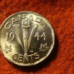 Kanada króm-acél 5 cent 1944 aUNC, így ritka fotó