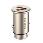 LDNIO Autós USB szivargyújtó töltő, 1xUSB-C, 1xUSB csatlakozóval, Quick Charge 4.0, 5V/3A/30W, ezüst fotó