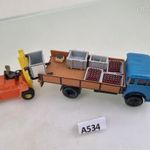 A534 H0 1: 87 Roco 1512 Steyr 680 teherautó + rakomány + targonca–vasútmodell terepasztal kieg. fotó