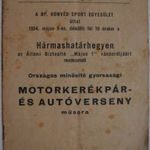 Bp. Honvéd Sport Egyesület, Hármashatárhegyi motorkerékpár, autóverseny műsorfüzet 1954 május 9. fotó