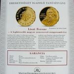 "NAGY MAGYAROK" SOROZAT, LISZT FERENC EMLÉKÉREM CERTIFIKÁTTAL 2012.(40 mm, 28g.) fotó