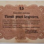 1849 (15) Tizenöt Pengő Krajczár Kincstári Utalvány! fotó