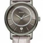 Rado Ladies DiaMaster Diamonds Quartz Silver Leather Strap Watch R14064715 fotó