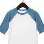 Bébi 3/4-es ujjú póló Bella Canvas Toddler 3/4 Sleeve Baseball Tee 5T, Fehér/Denim fotó