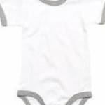 Bébi rövid ujjú kezeslábas BabyBugz Baby Ringer Bodysuit 6-12, Fehér/Heather szürke fotó