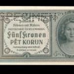 Cseh-Morva Protektorátus 5 korun korona é.n. (1940) - SPECIMEN perforáció - Pick 4s - UNC- fotó